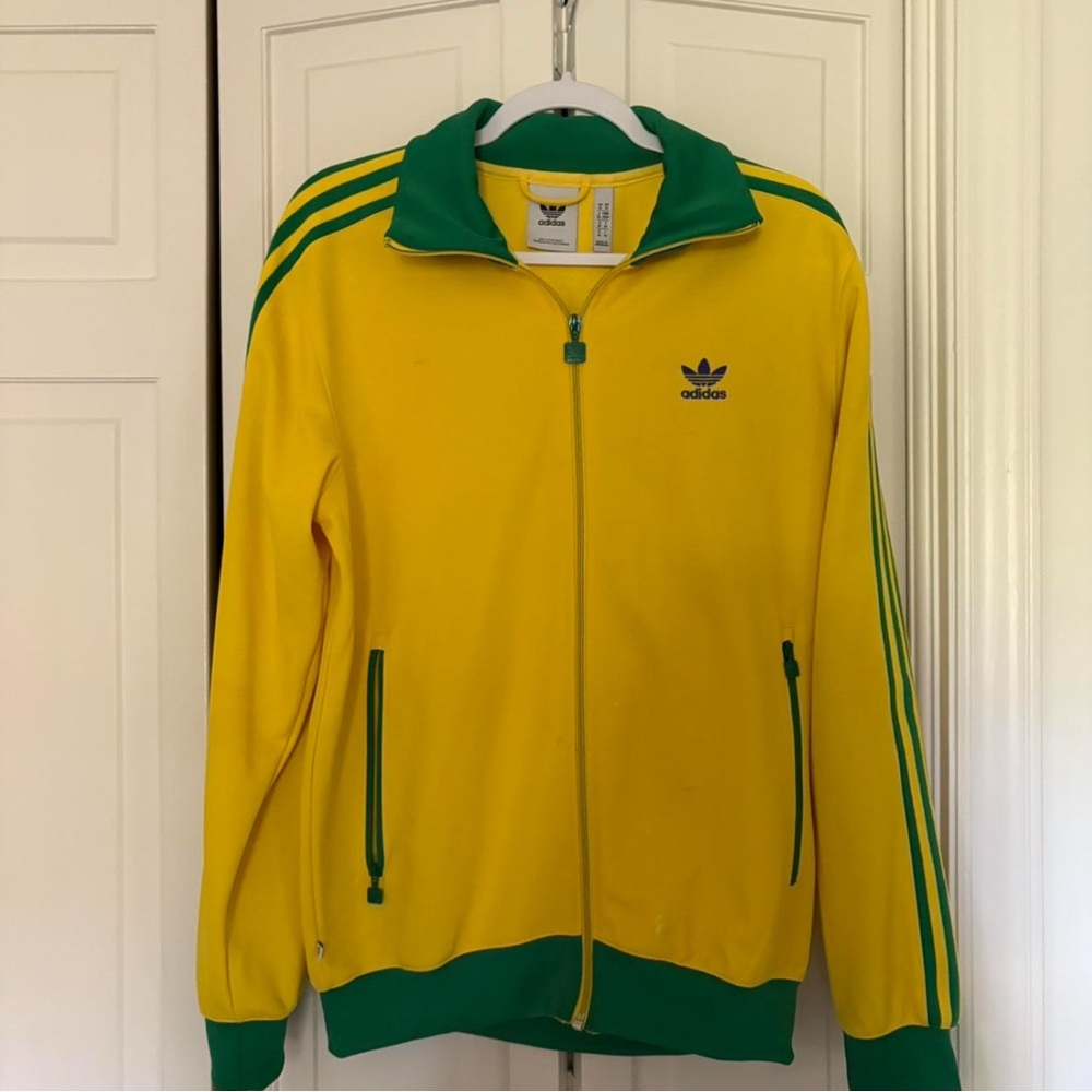 Adidas Green and Yellow Zip-Up Jacket